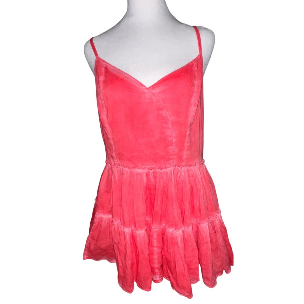 Anthropologie Samant Chauhan Tiered Ruffle Cami Tank Pink women size Medium